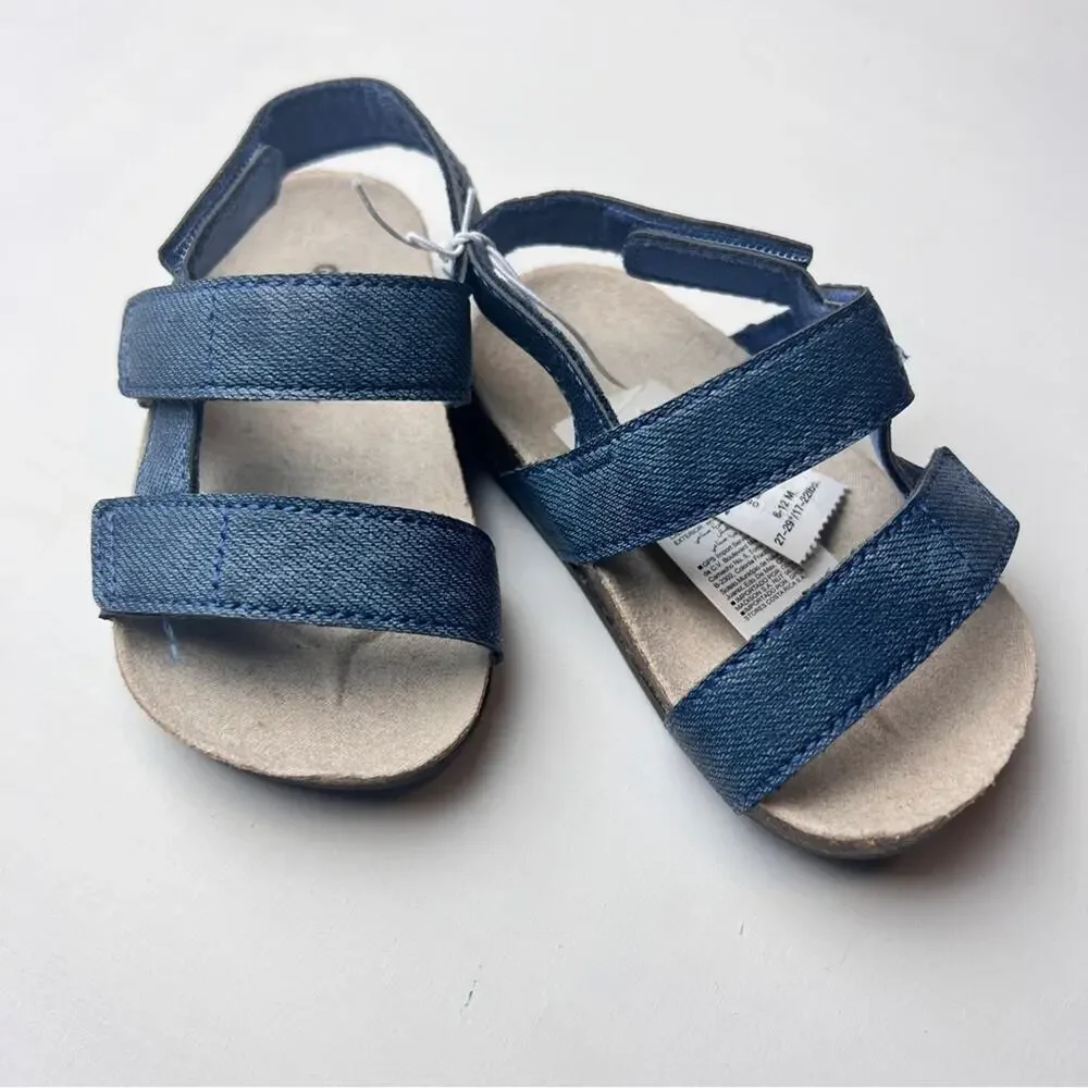 Old Navy Baby Girl Chambray Denim Double Secure Strap Sandals Sz 6-12 M